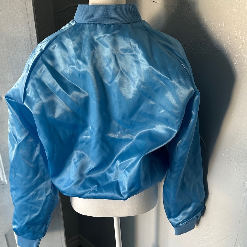 Women's Shiny Blue Bomber Jacket - Picture 4 of 7
